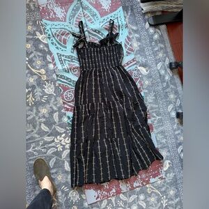 Madewell Smocked Tie Strap Midi Dress Size Small 100% Cotton